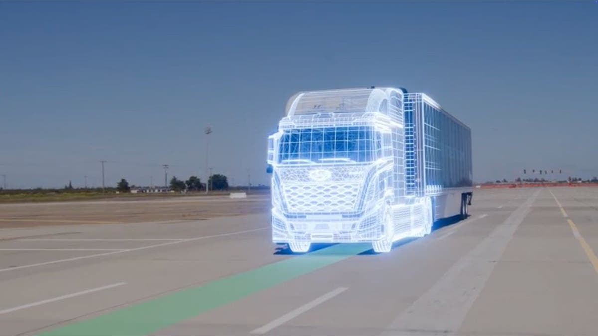 Illustration of AI-powered software being used in a self-driving truck 