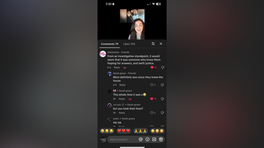 Comments on TikTok from Sarah Grace Patrick 