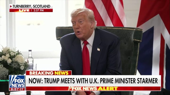 President Donald Trump tells reporters 'I don't do drawings' while in Scotland
