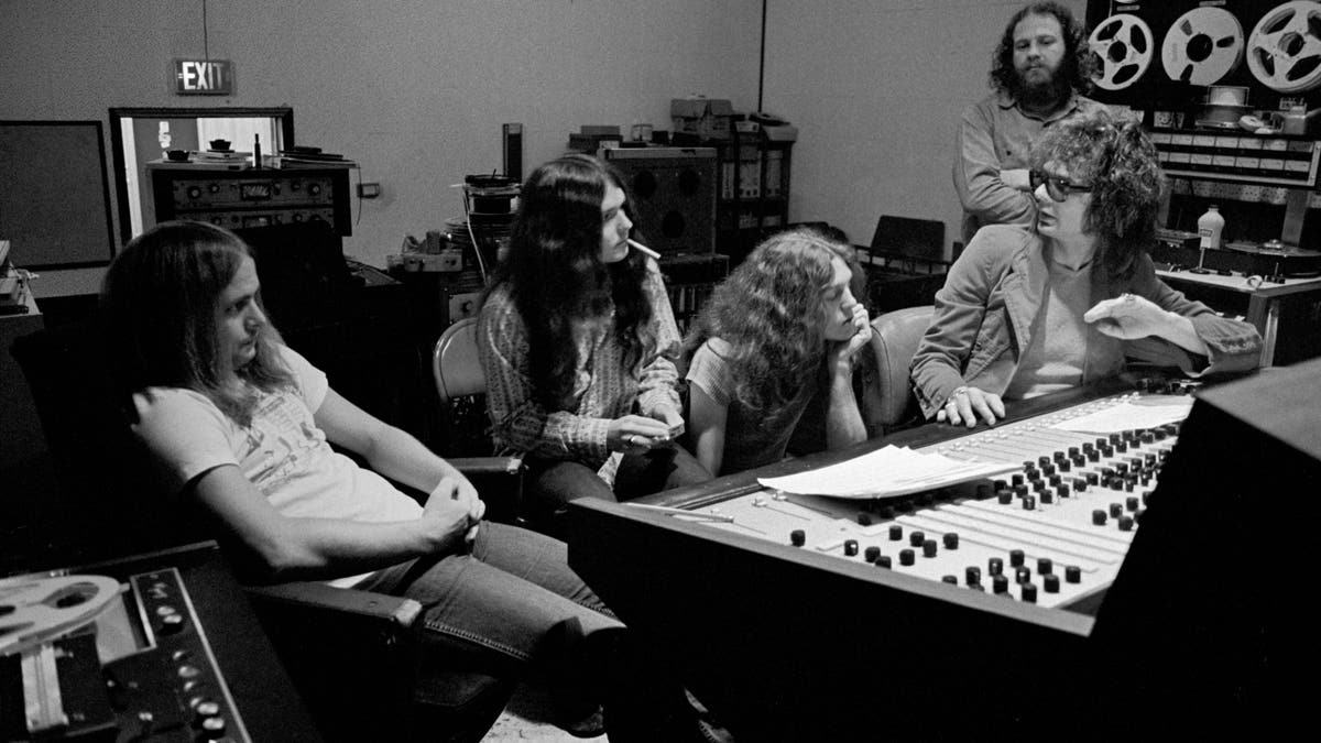 Lynyrd Skynyrd members in 1973 in the studio