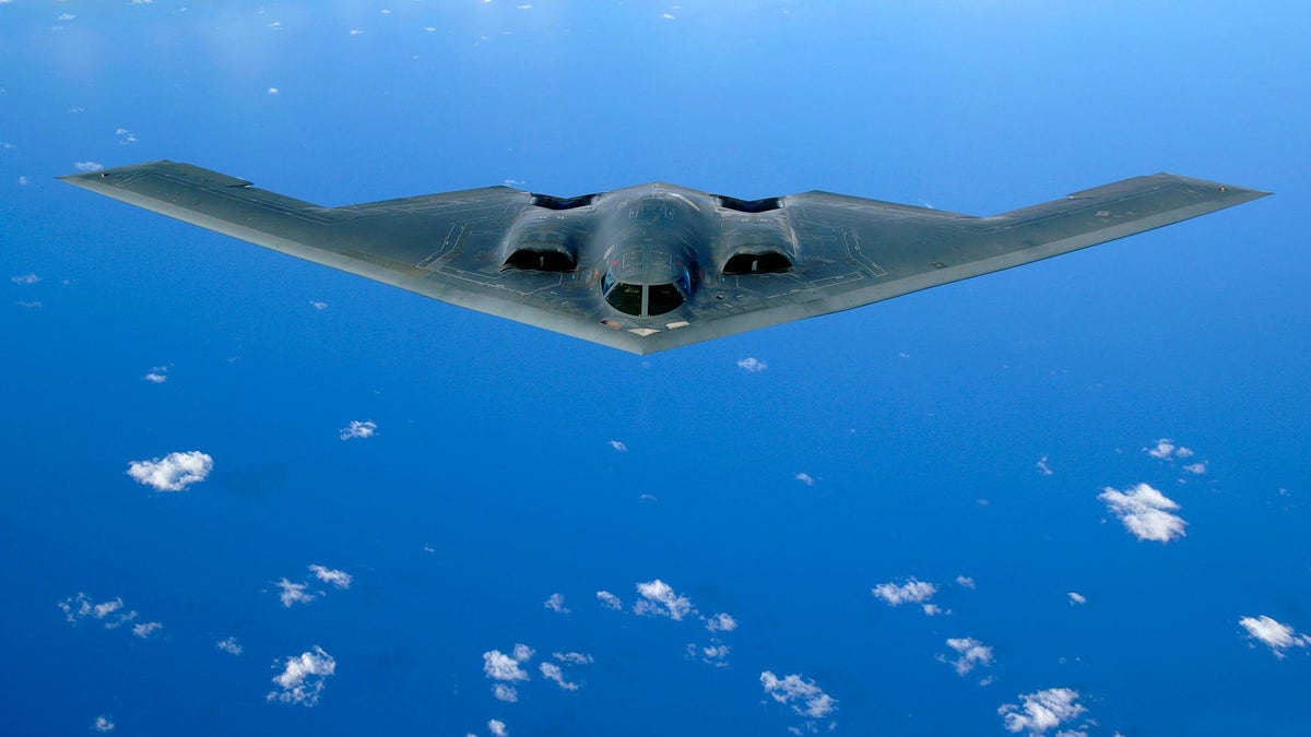 Image shows a US-made B2 bomber.