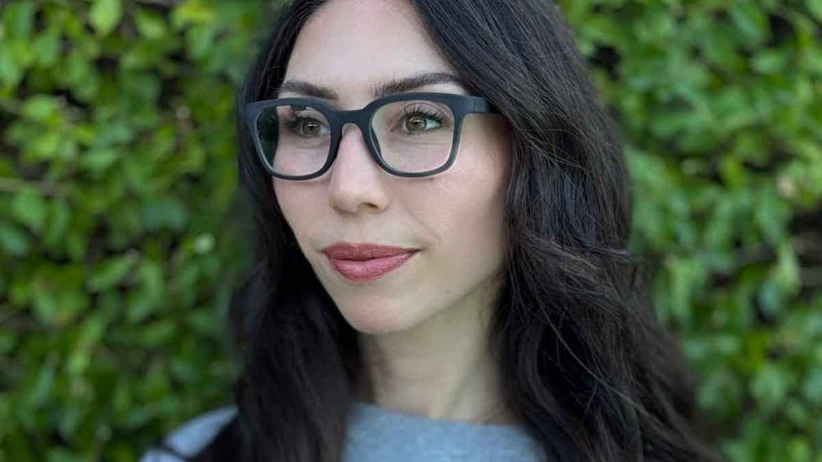 A woman wearing Halo AI glasses (Brilliant Labs)