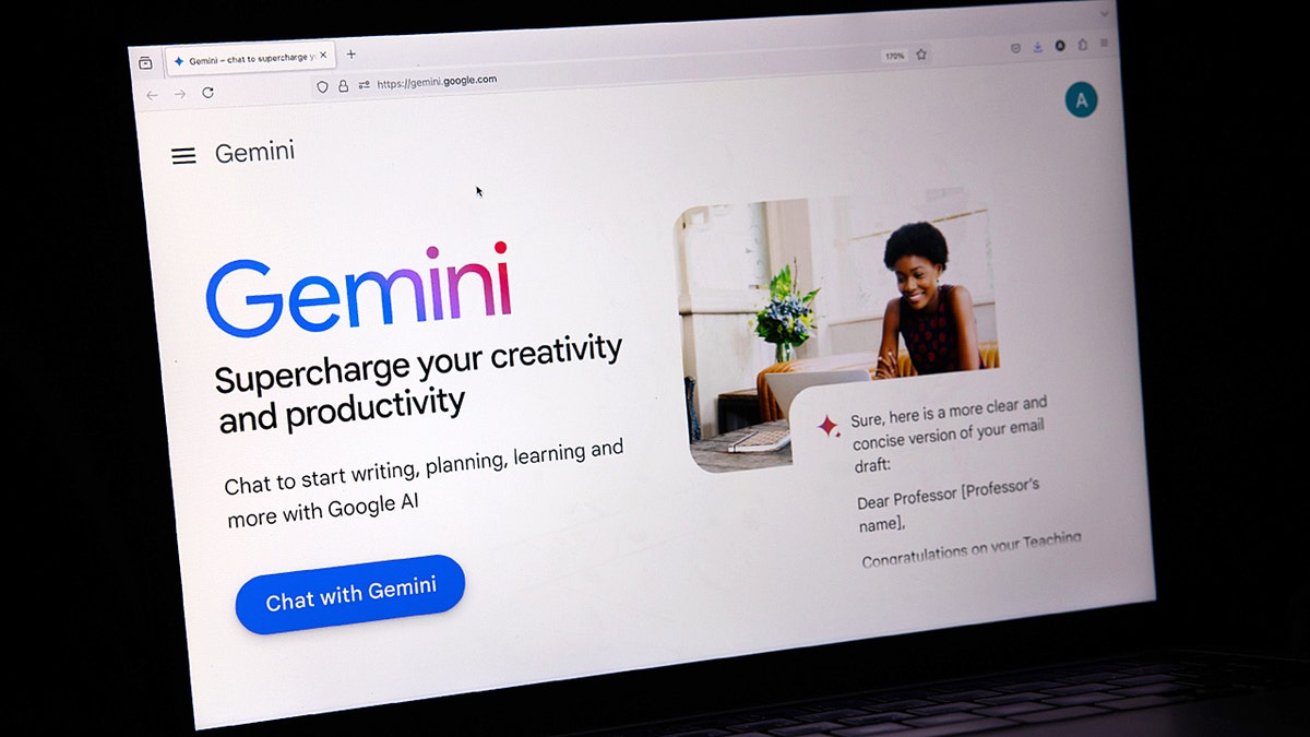 A Google Gemini webpage