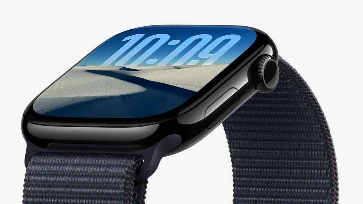 Apple Watch showing digital clock face