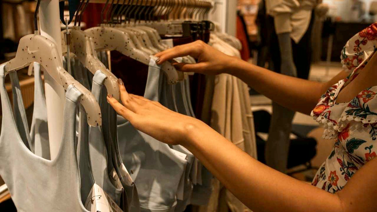 A woman shopping for clothes