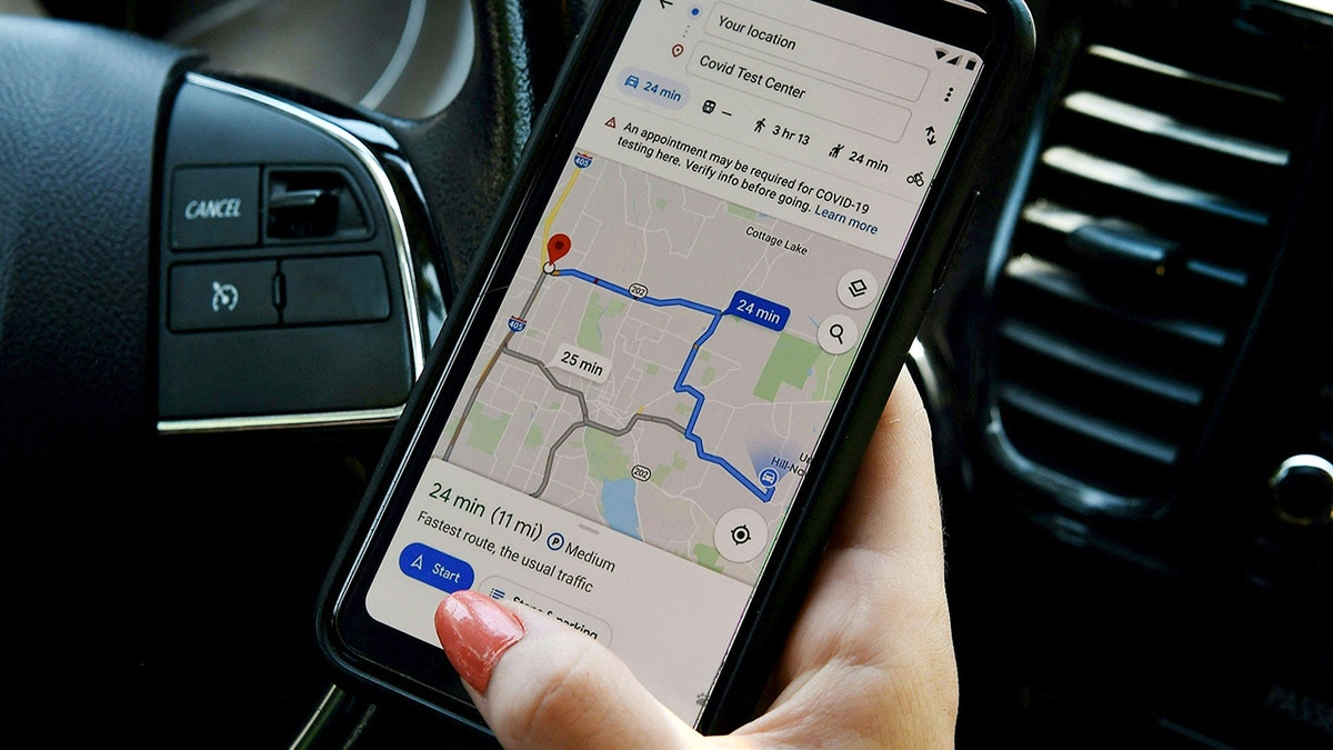 Google Maps application on smartphone
