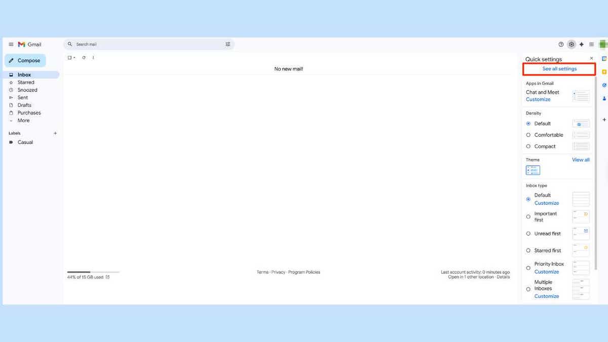 A screenshot of Google's account settings.