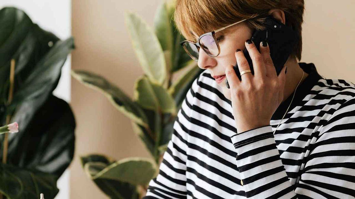 A woman on the phone