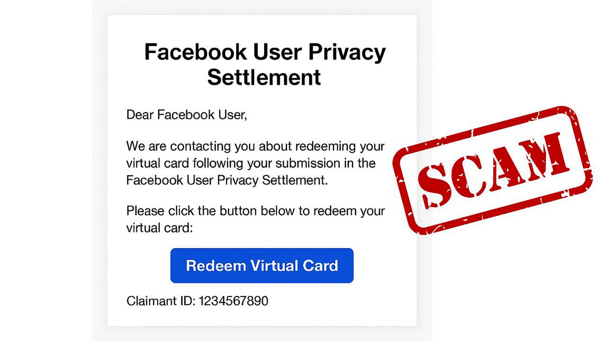 A fake Facebook settlement email