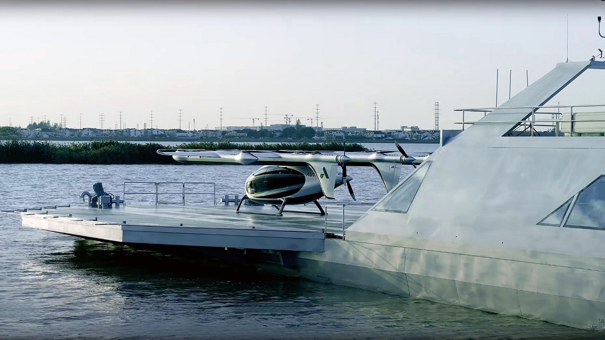A helicopter on a solar pad