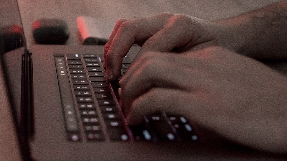 Person typing on their computer.