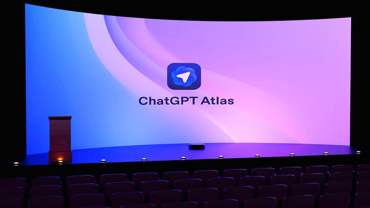 ChatGPT Atlas screen in an auditorium 
