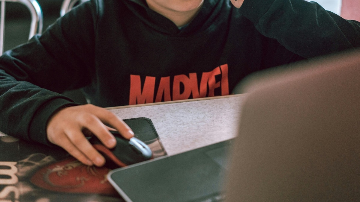 Person scrolling computer