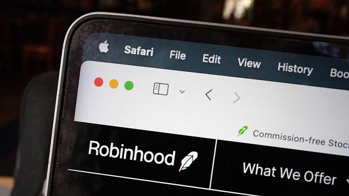 Robinhood loaded on a laptop screen.