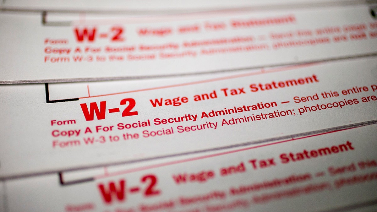 Multiple W-2 tax forms.